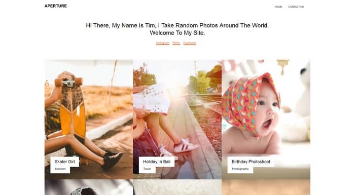 Aperture is a template built for photo and gallery websites.