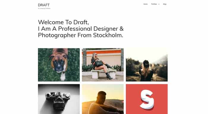 Draft Portfolio is a free WordPress portfolio theme for designers and agency websites.