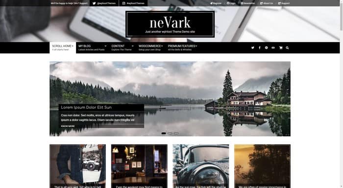 Nevark is a free elegant WordPress portfolio theme from wpHoot.