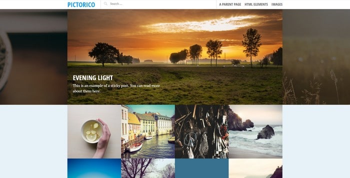 Pictorico is a free WordPress theme from Automattic.