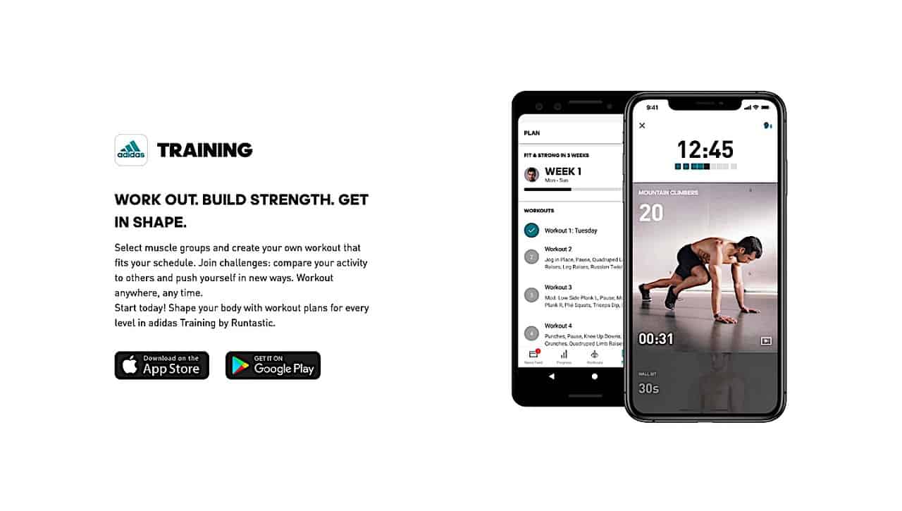 Runtastic training app by Adidas