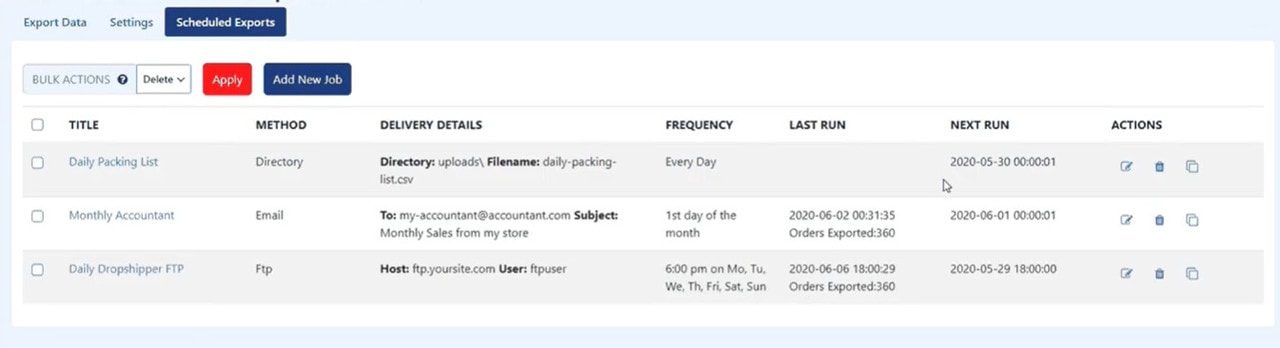 WooCommerce Export Oders scheduled exports