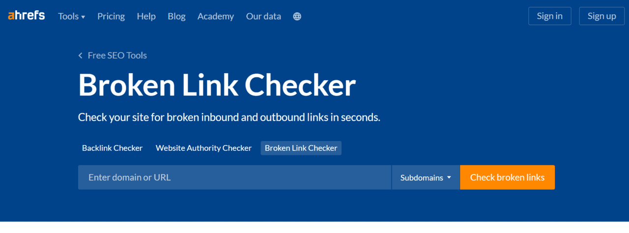 Ahrefs Broken Link Checker