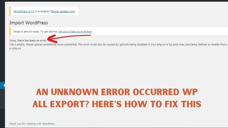 An Unknown Error Occurred WP All Export?