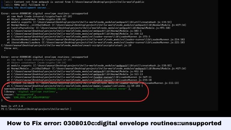 How to Fix error: 0308010c:digital envelope routines::unsupported